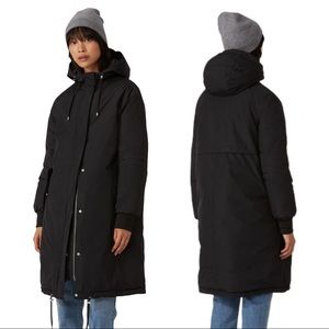 Frank and Oak Featherless Fishtail Parka Coat Black Small